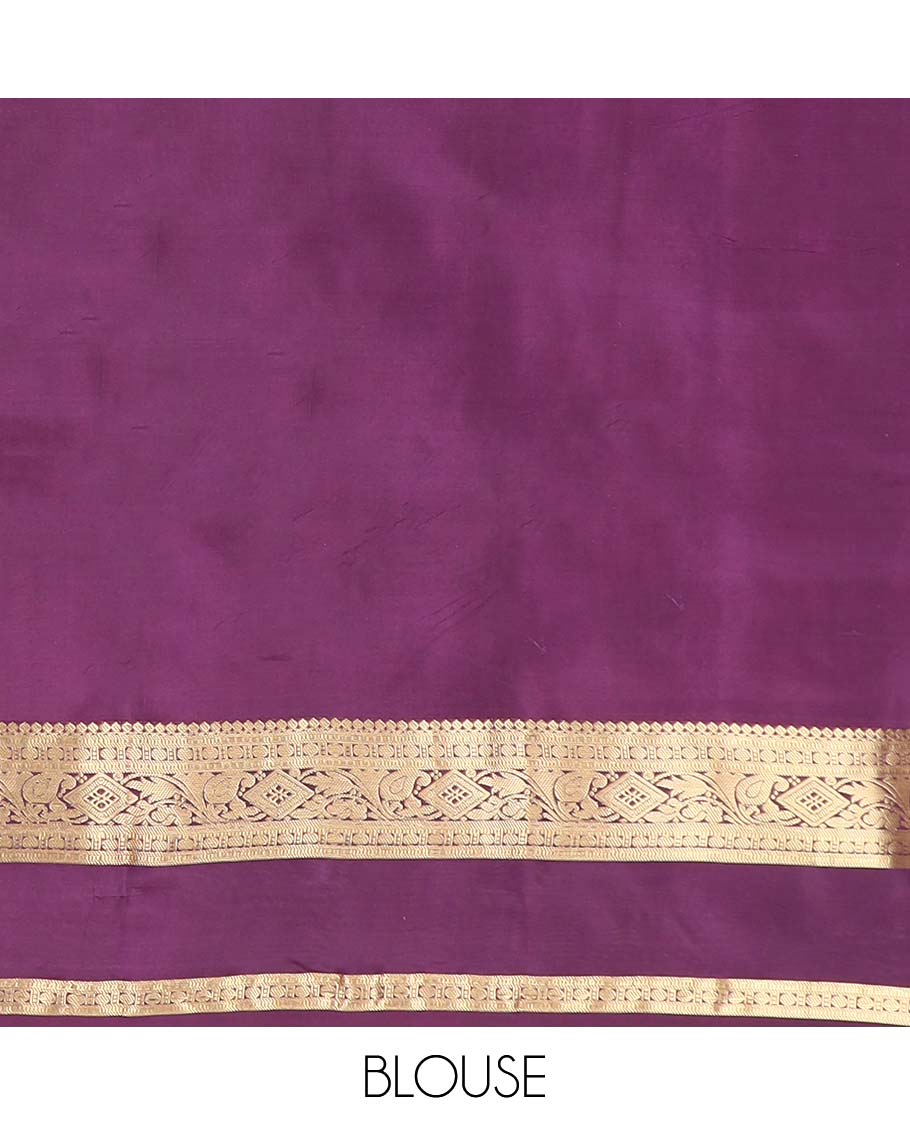 Grey floral buttas vasundhara silk mix saree with contrast traditional zari design border & striped pallu
