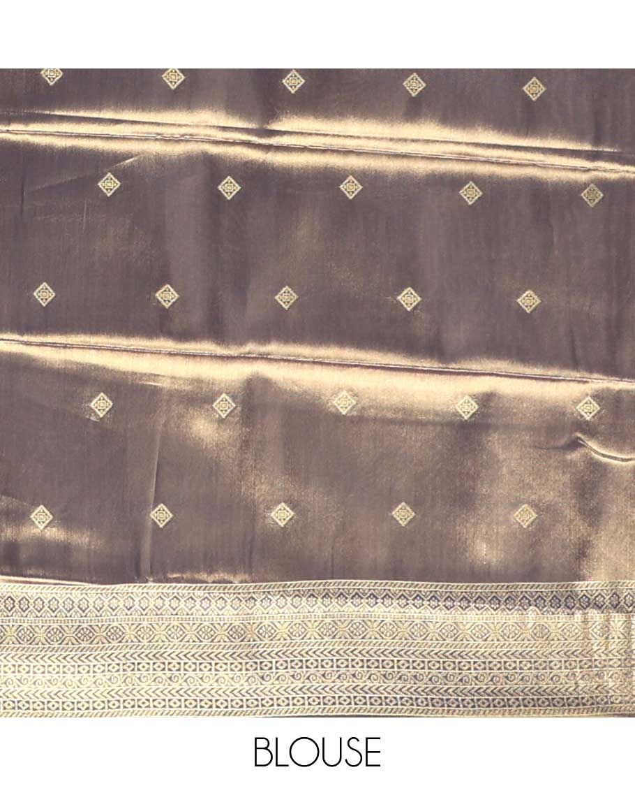Blue zari butta tissue saree with zari  brocade design of border &  brocadedesign of pallu