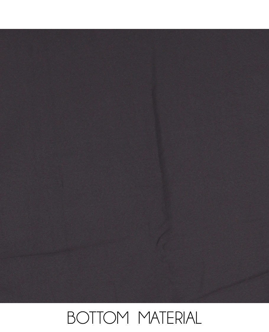 Black and yellow organza material churidar set, Lucknowi chikankari floral vine embroidery top, plain bottom, and contrast floral embroidery dupatta