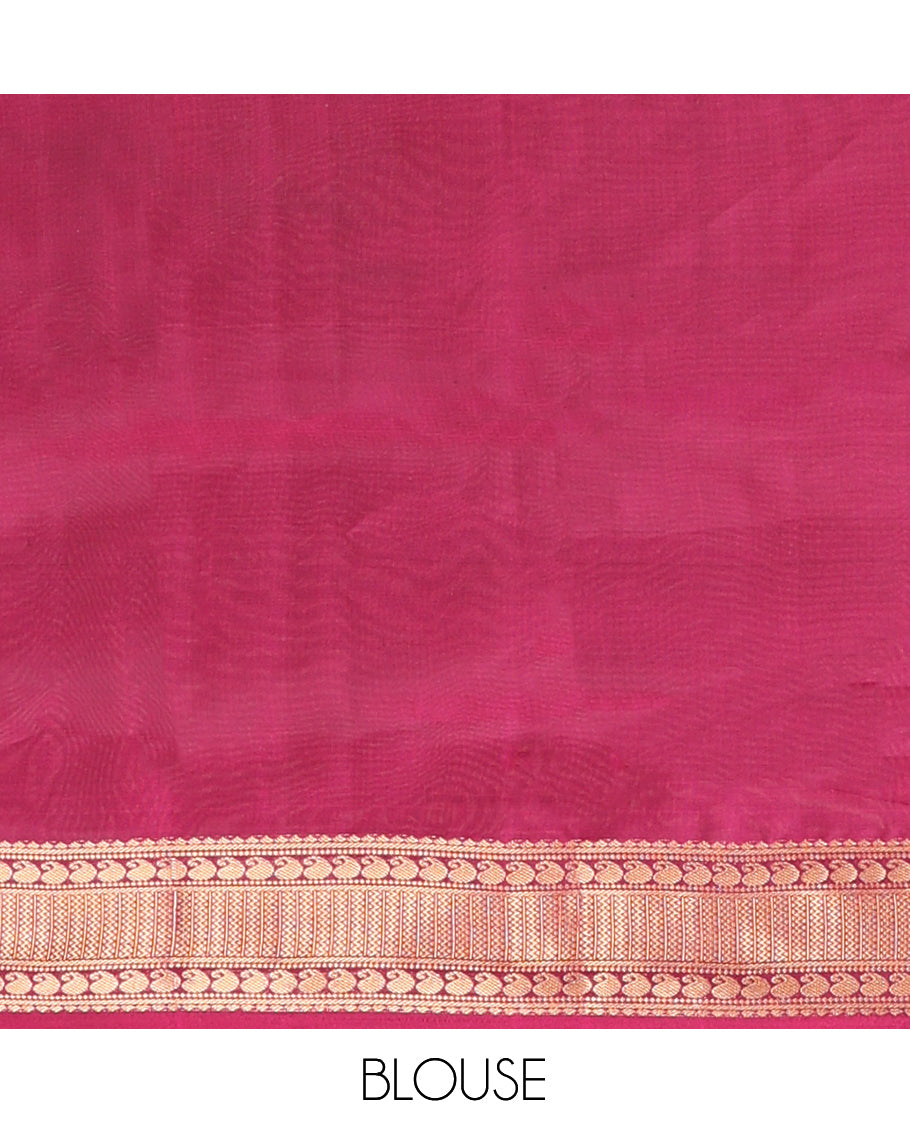 Brown Manga Buttas Vasundhara Lite Silkmix Saree, Contrast Manga-Vanki Border, Jaal Pallu, Contrast Blouse
