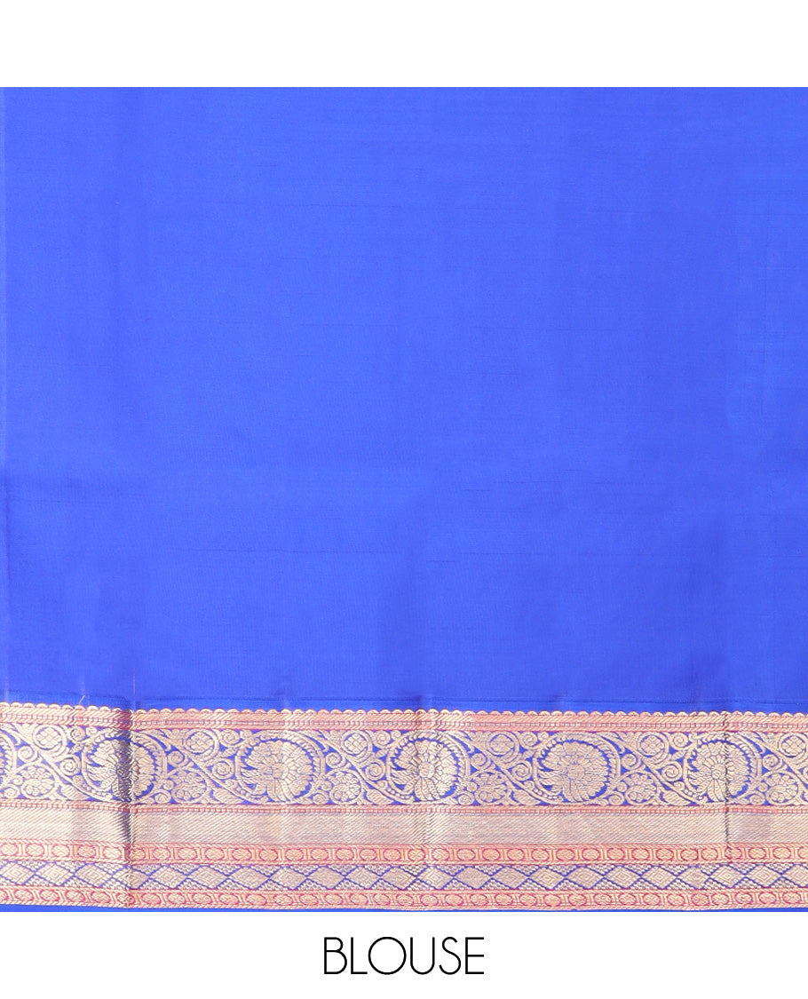 Baby pink buttas silk saree with contrast border of rekku, banaras , muthu, kodi visiry, paun designs & zari design pallu