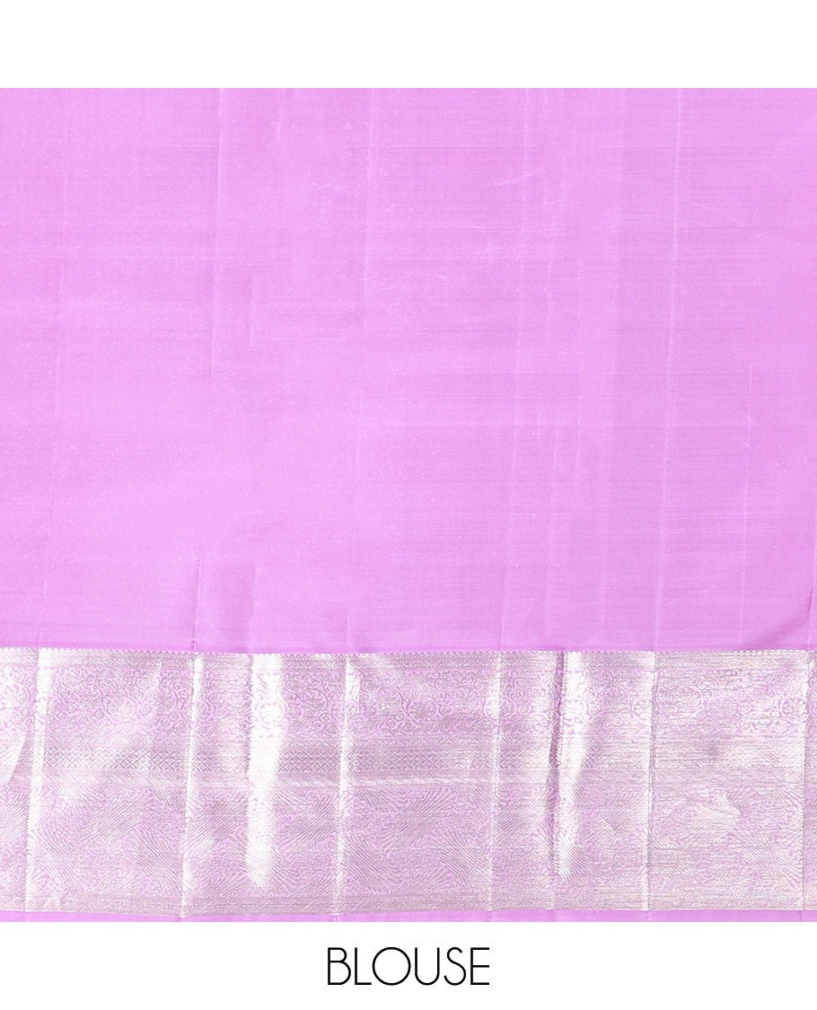 Sandal  floral jacquard kancheepuram silk saree with contrast zari design border & intricate zari design pallu