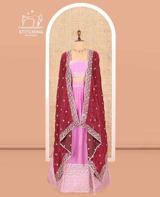 Lavender Moss Organza Half-Saree