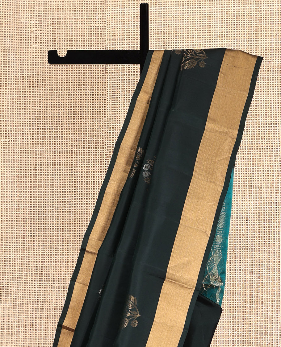 Black Mayuri Lite Silk Mix Saree, Richly Detailed with Zari Buttas, Zari Bavanji Border, Complemented by Contrast Intricate Pallu, and a Contrast Blouse