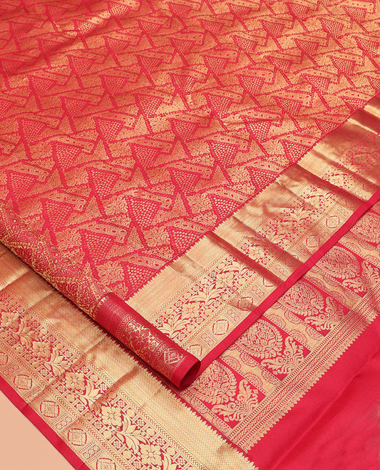 Red Jacquard Kanchipuram Wedding Silk Saree