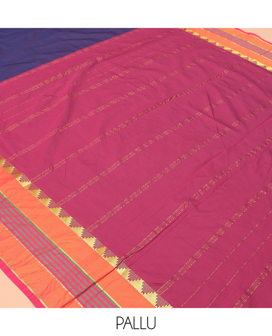 Navy Blue Plain Ten-Yard Art Silk Saree