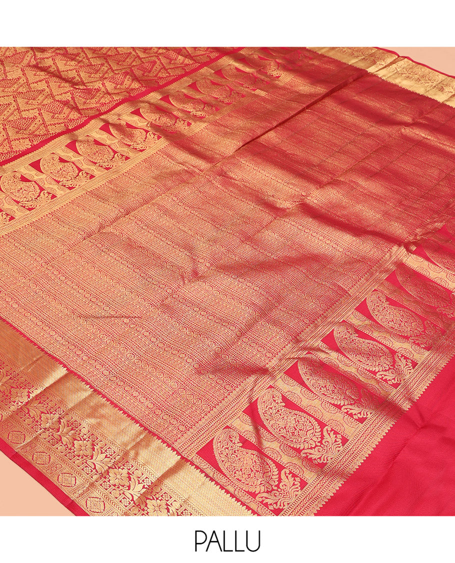 Red Jacquard Kanchipuram Wedding Silk Saree