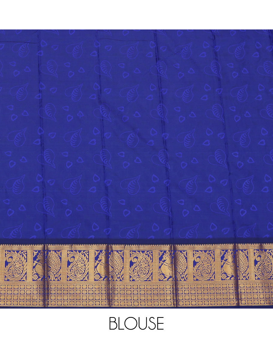 Orange Budget Silk Saree, Graced with Jacquard Design, a Contrast Traditional Zari Border, Jaal Pallu, and a Contrast Blouse