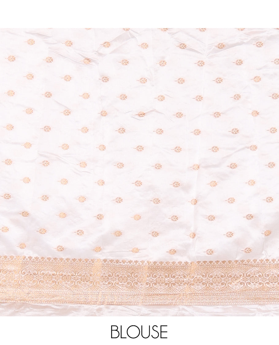Milk White Semi-Silk Half-Saree