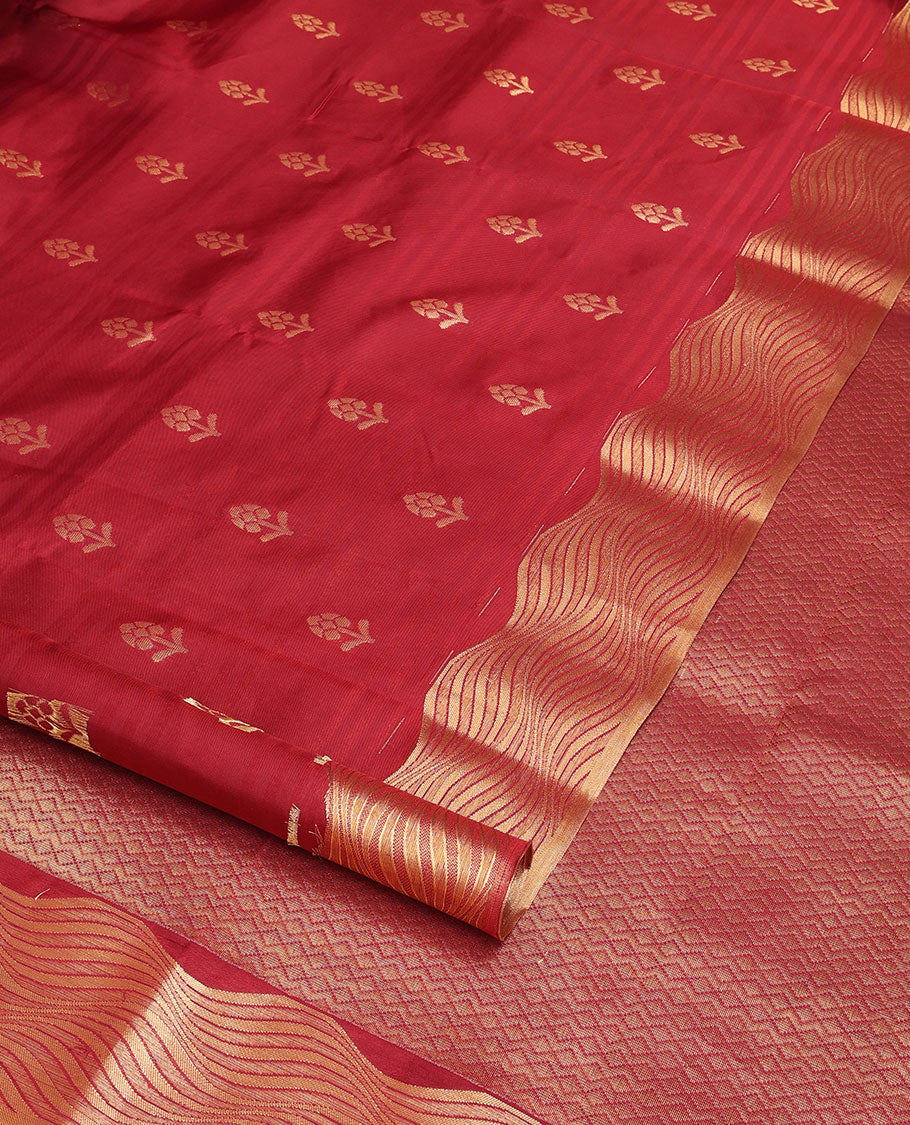 Maroon flower buttas vasundhara elite silk saree with self zari design & argyle design pallu