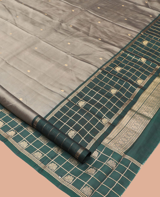 Grey Mayuri Lite Silk Mix Saree