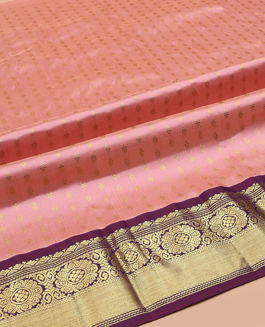 Pink Pure Silk Navarathna Pavadai Material Set
