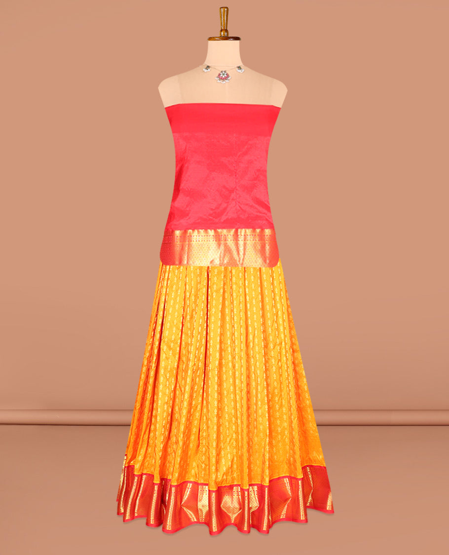 Orange Pure-Silk Half-Saree