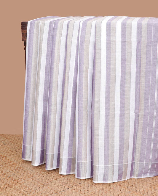 Borderless multi-color striped jute cotton saree