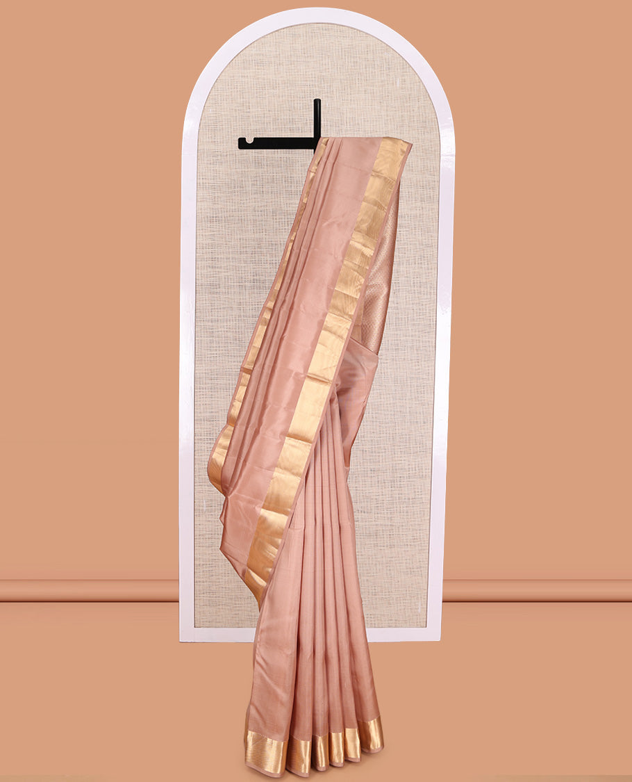 Pale Brown Plain Kanchipuram Silk Saree