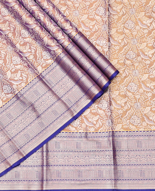 Brown Dual-Tone Art Silk Half-Saree, Accentuated with Jacquard Design, Contrast Traditional Zari Border, and Paired with a Matching Blouse