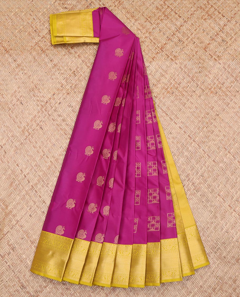 Magenta Contrast Budget Silk Saree