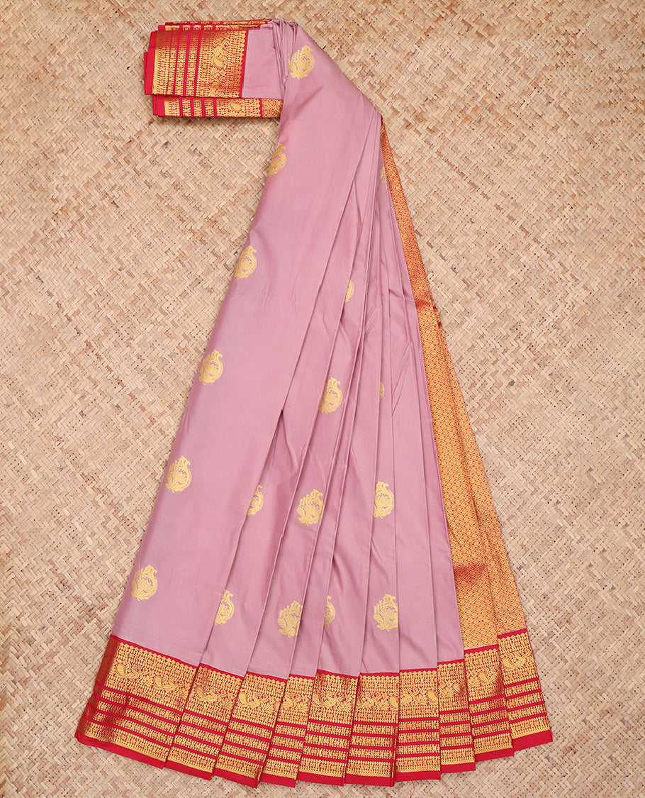 Onion Pink Zari Butta Budget Silk Saree
