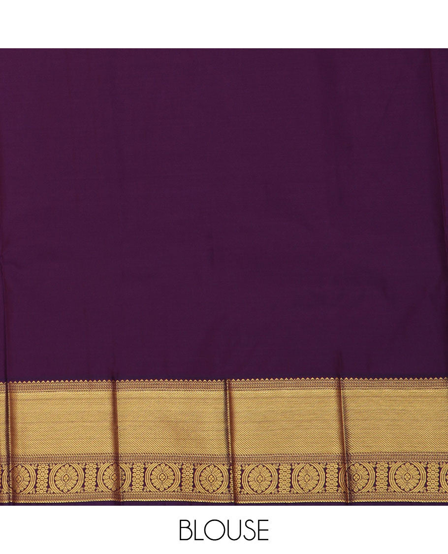 Blue zari butta enclosed checked gift saree, contrast traditional zari designs border, and jaal pallu