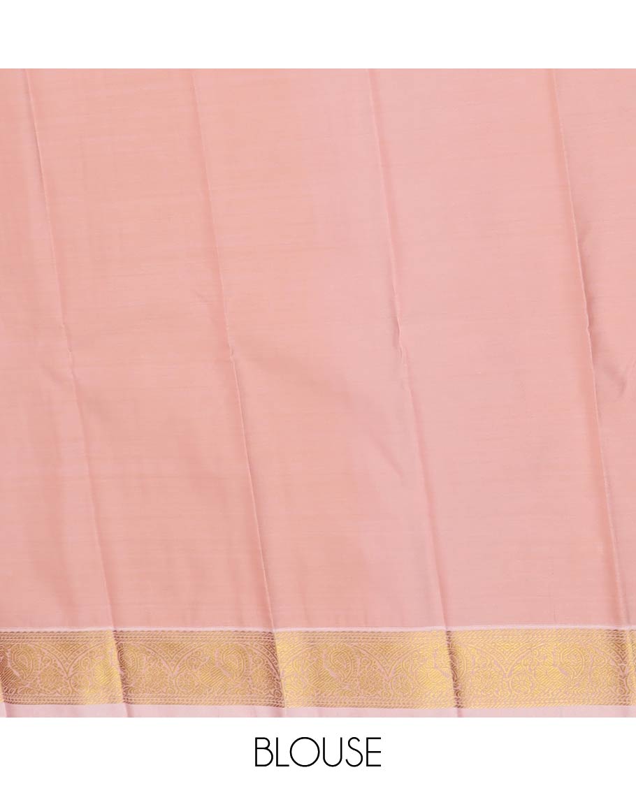 Red zari buttas and striped gift saree, contrast traditional zari design border, and intricate pallu