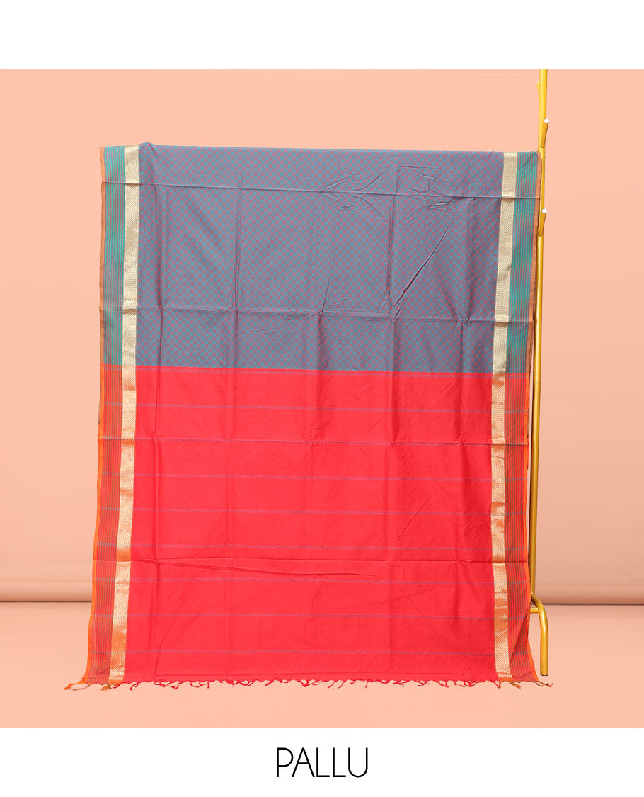 Blue Poly Cotton Saree