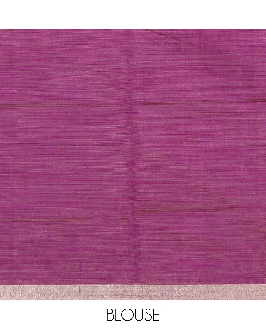 Blue floral buttas printed chirala cotton saree, bavanji border, and contrast floral print pallu