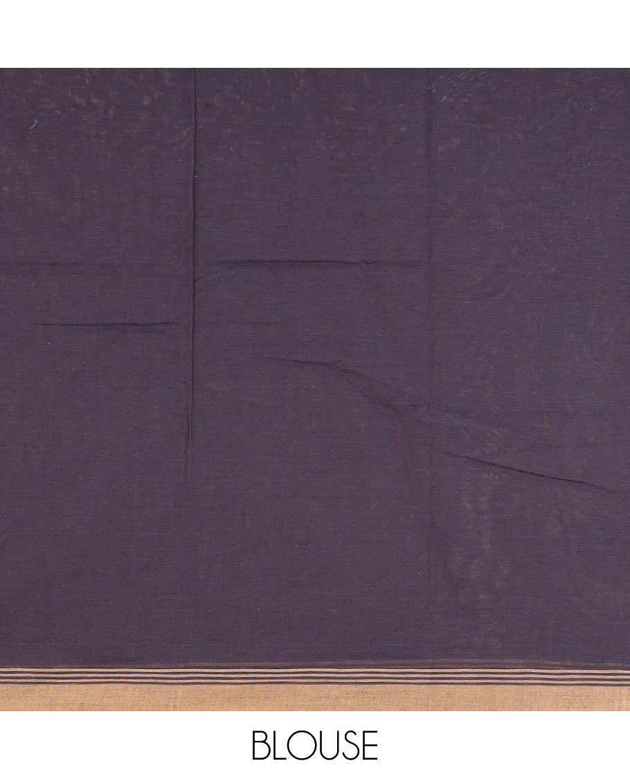 Blue floral buttas kanchi cotton saree, contrast border, and jaal pallu