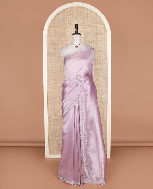 Pink sequins work designer saree, scallop stone work border, and intricate and heavy embroidered blouse