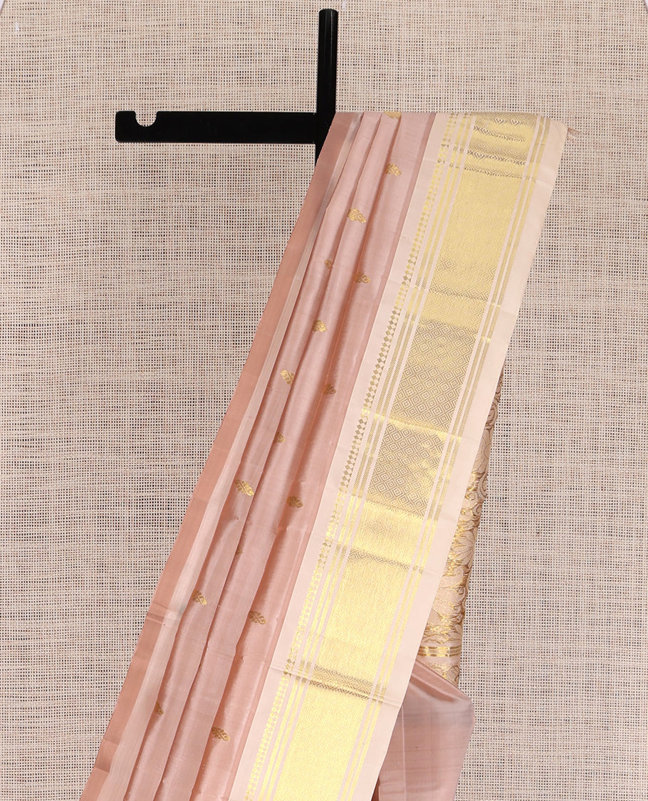 Light Sandal Kanchipuram Zari Butta Silk Saree