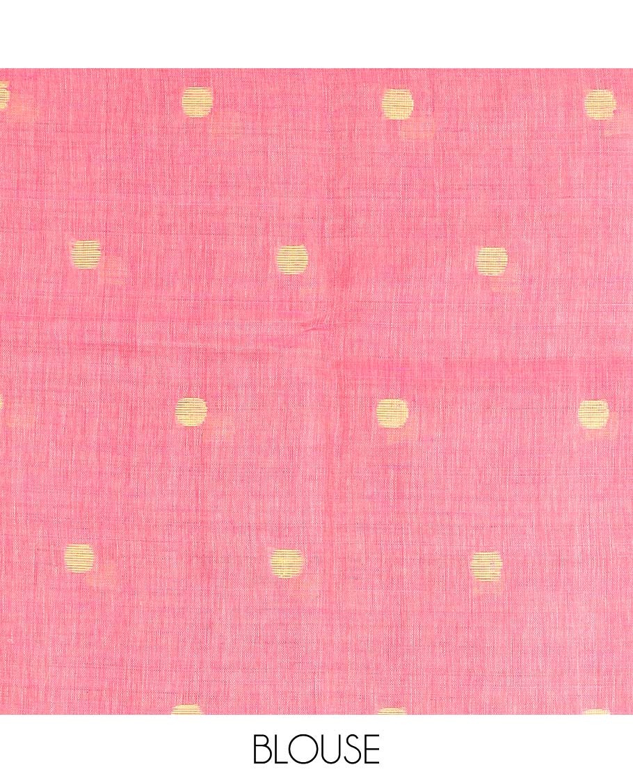 Borderless Multi Color checked design linen cotton saree, self-striped pallu