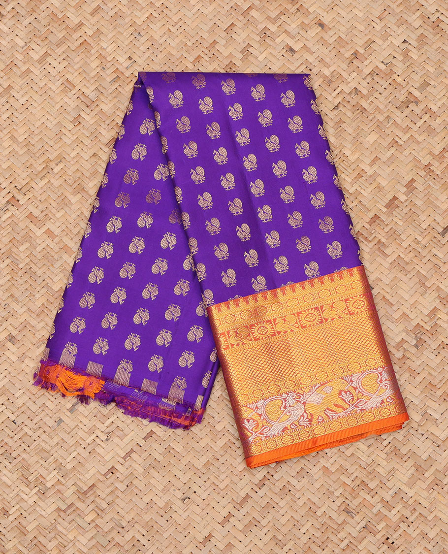 Violet Pure Silk Navarathna Pavadai Material Set