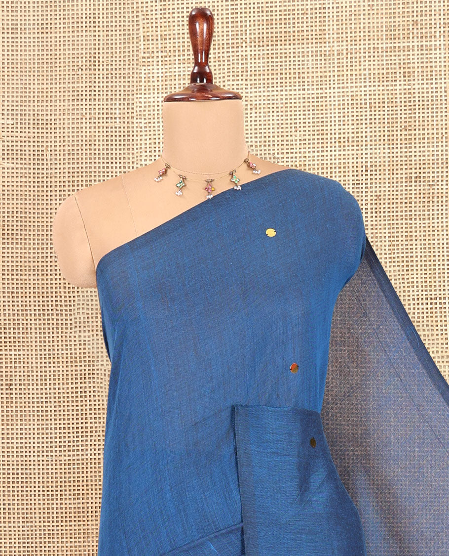 Borderless Blue Khadi Cotton Saree