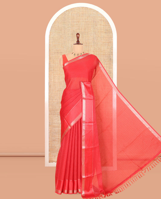 Red Moss Chiffon Saree