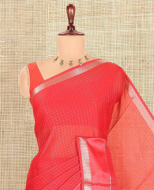Red Moss Chiffon Saree