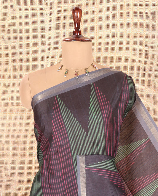Black Manipuri Tussar Saree
