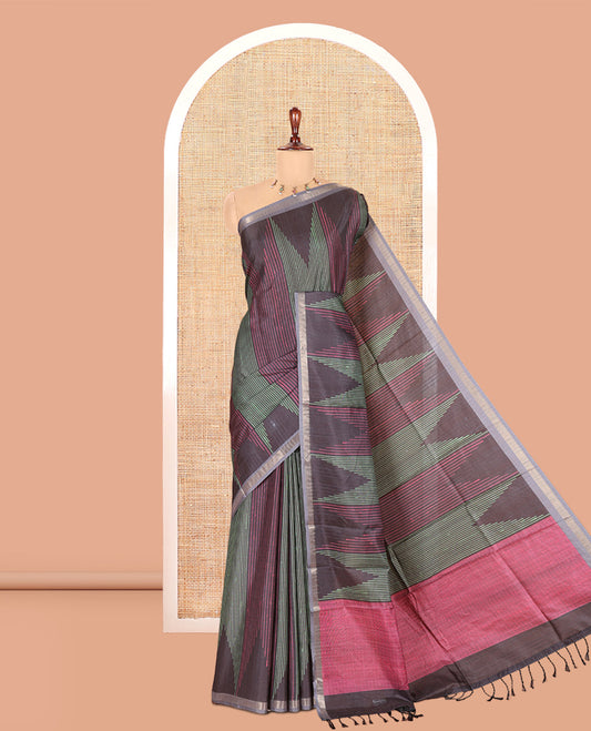 Black Manipuri Tussar Saree