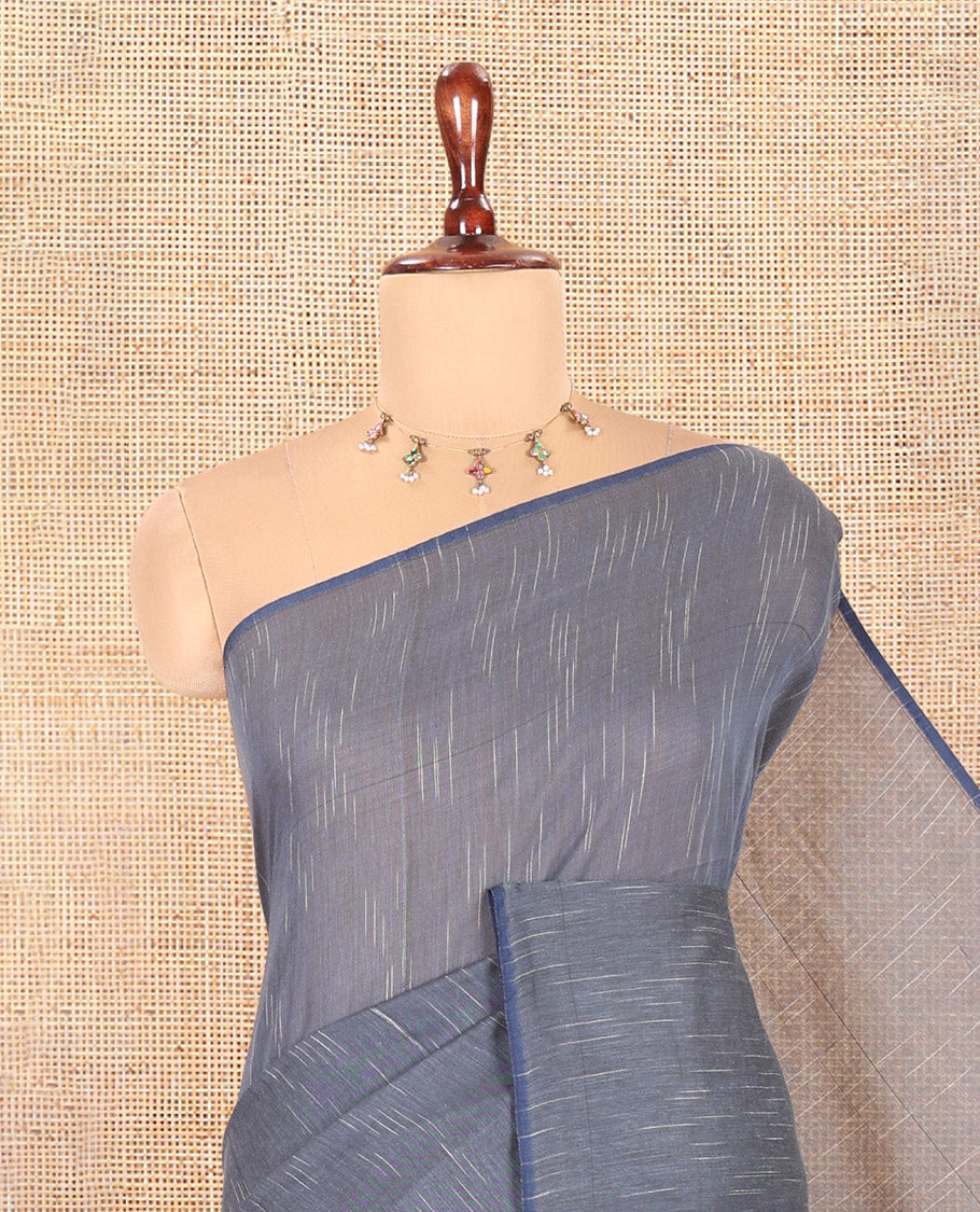 Borderless Grey Khadi Cotton Saree