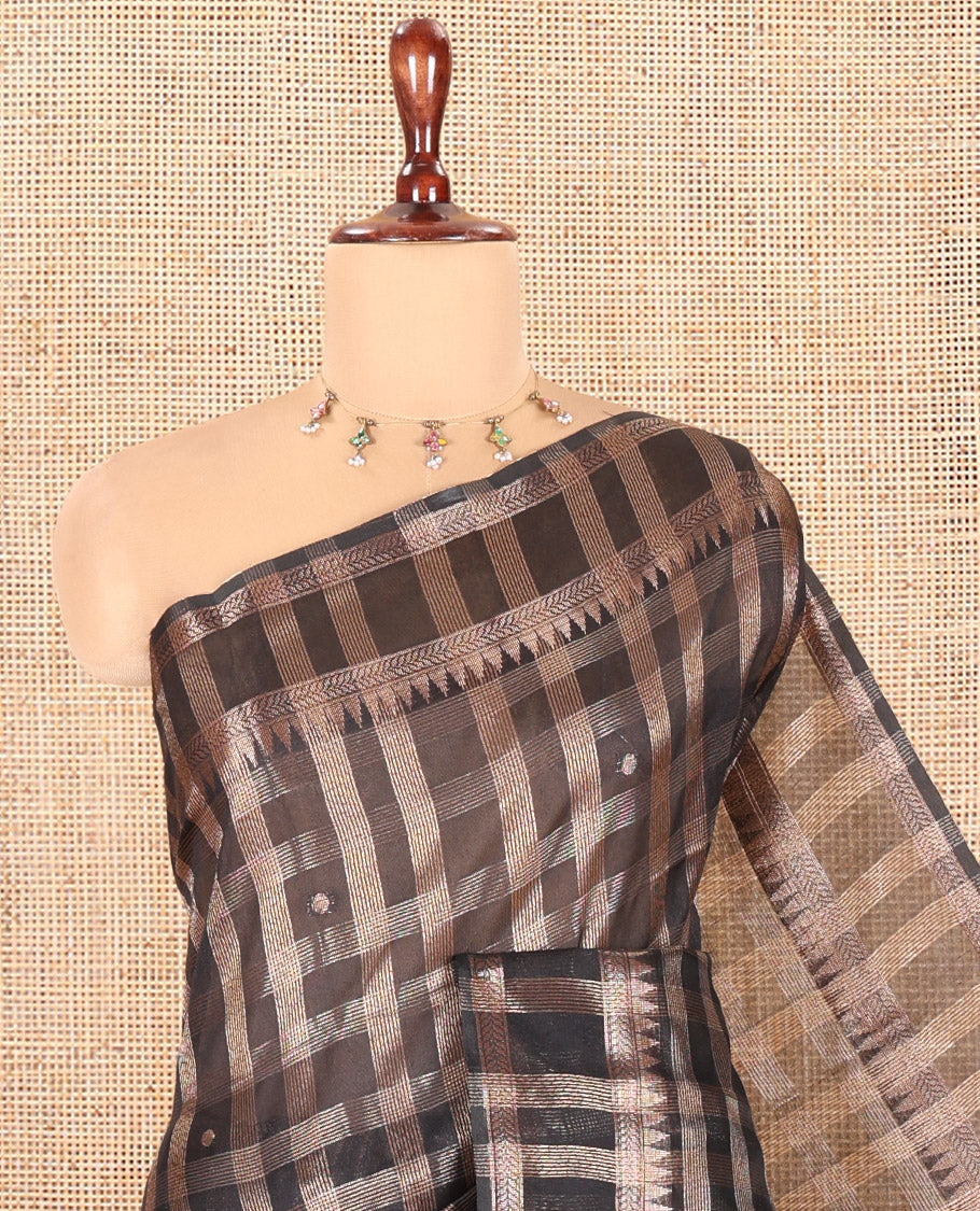 Black Semi-Raw Silk Saree