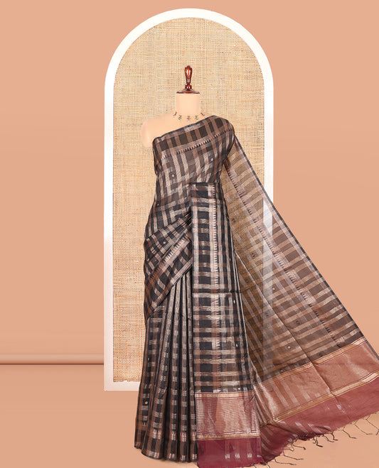 Black Semi-Raw Silk Saree