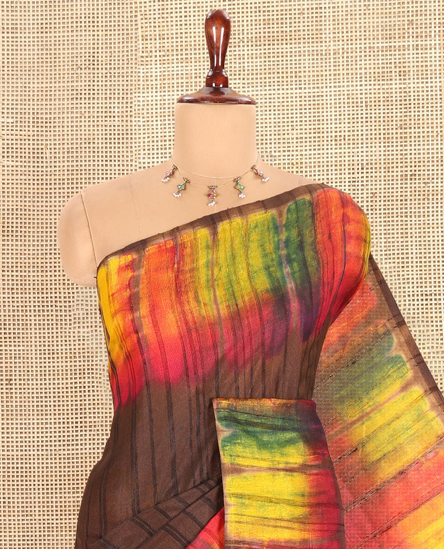 Brown Jute Cotton Saree