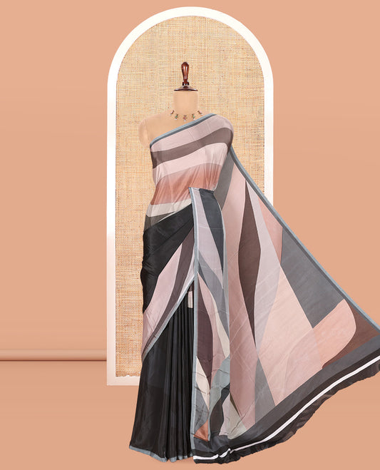 Borderless Black Crepe Saree
