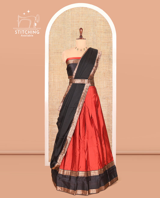 Rust Semi-Silk Half-Saree