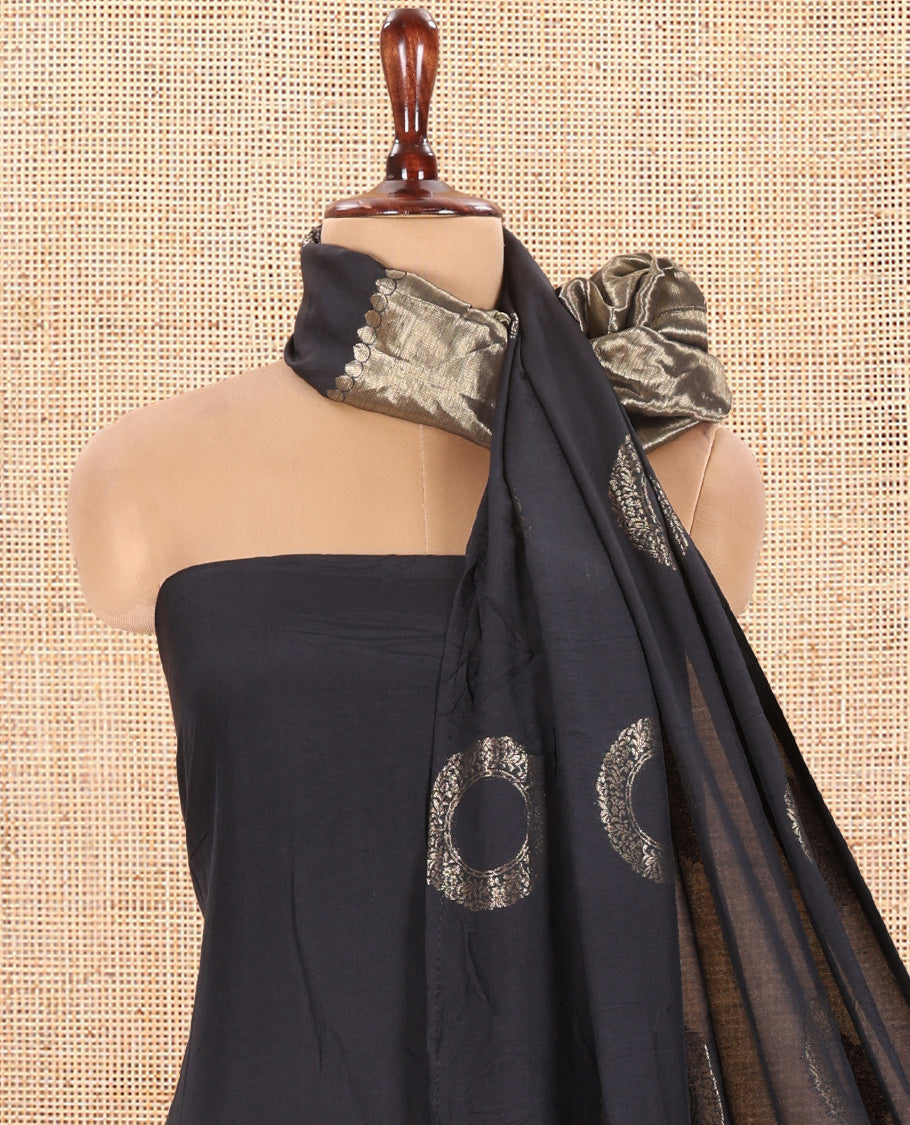 Black Semi-Silk Material Chudidar Set
