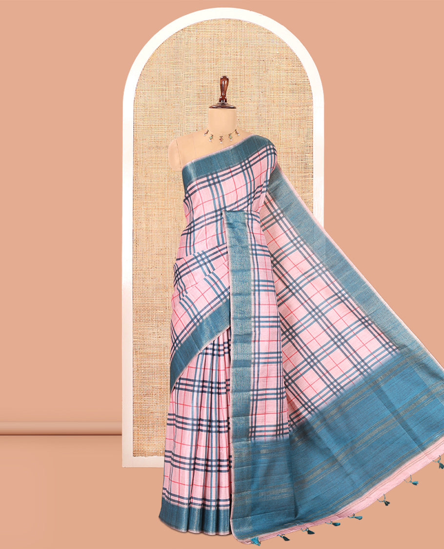 Pink Fancy Tussar Silk Saree