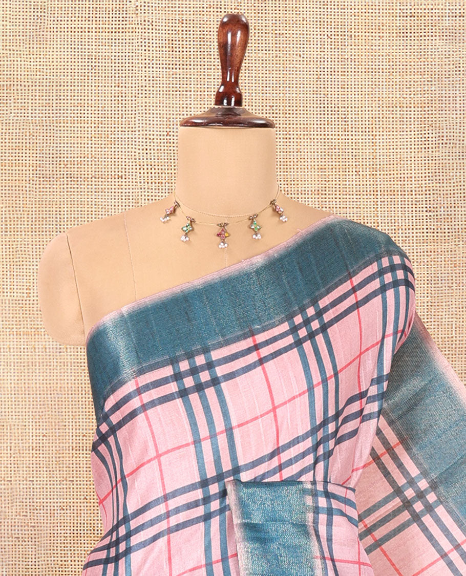 Pink Fancy Tussar Silk Saree