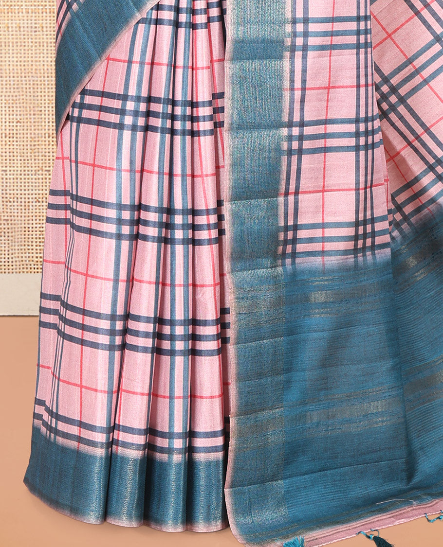 Pink Fancy Tussar Silk Saree