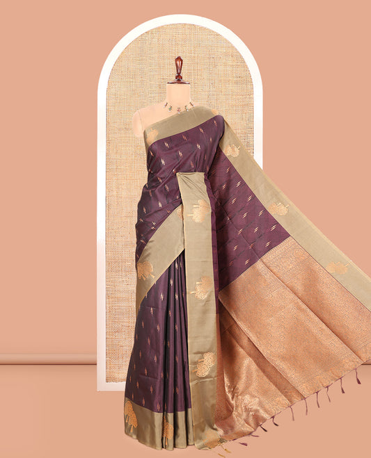 Wine Semi-Luxury Soft Silk Saree