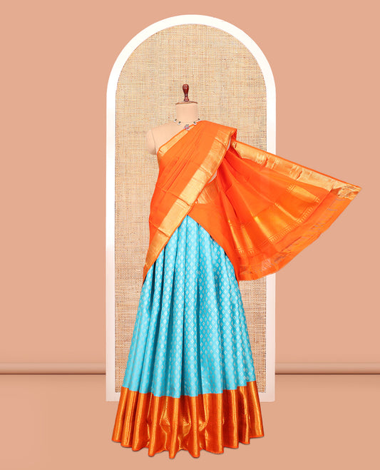 Light Blue Pure-Silk Half-Saree