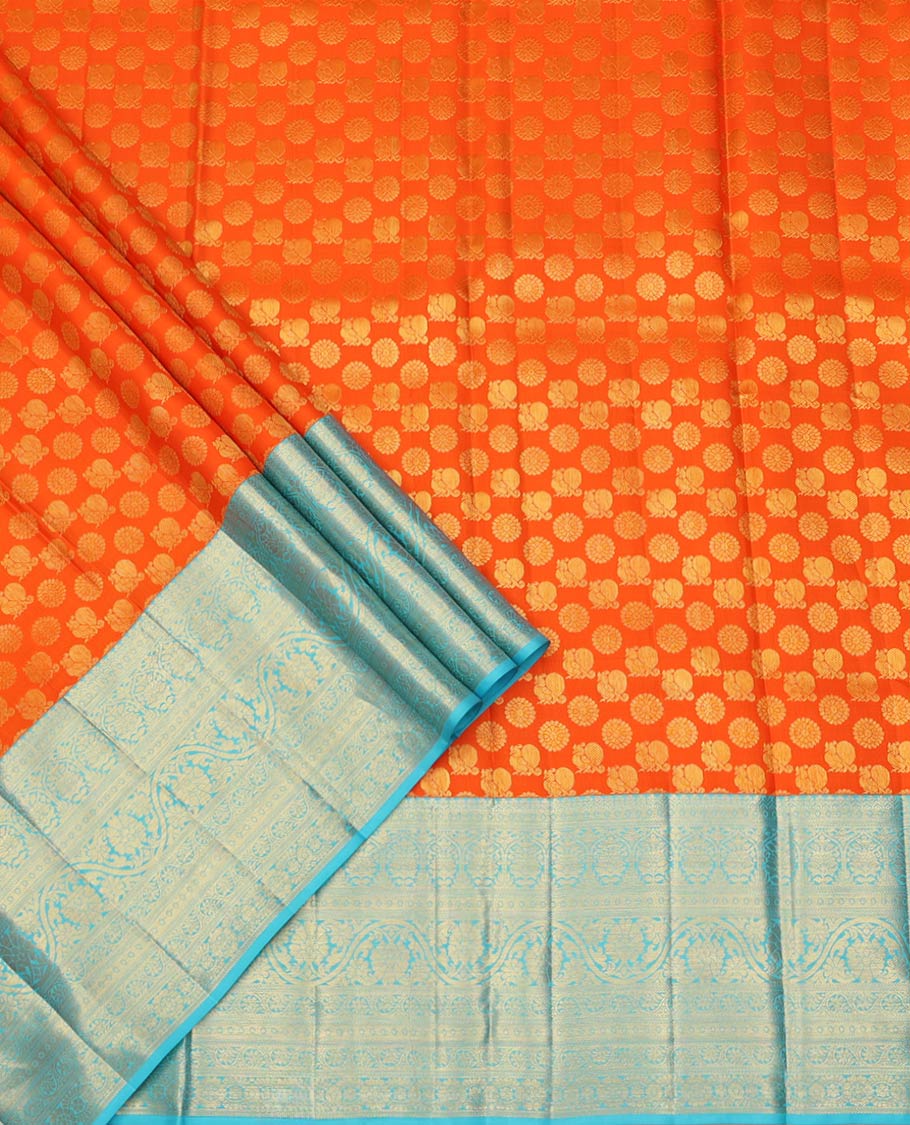 Orange Pure Silk Half-Saree