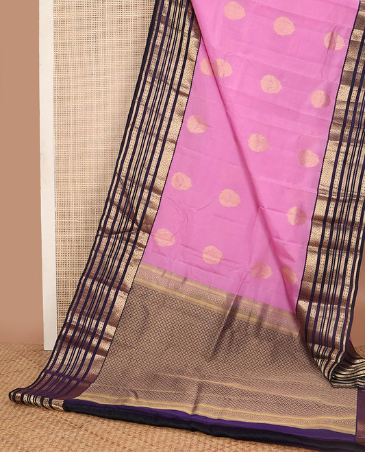 Light pink buttas vasundhara elite silk saree with contrast zari design border & argyle design pallu